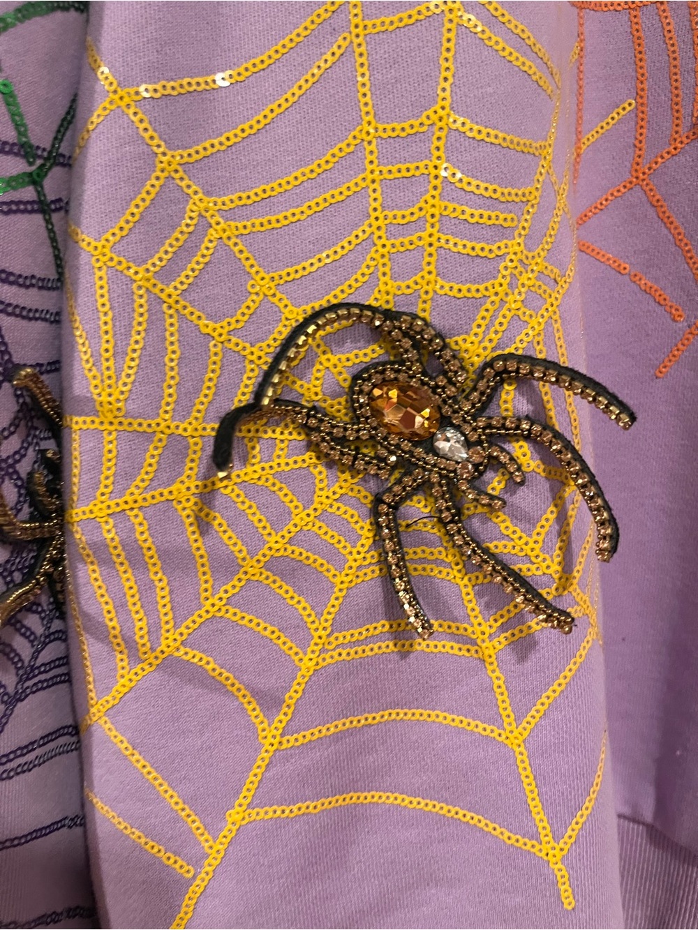 HTF QUEEN OF SPARKLES Lavender Sequin Spiderweb Crewneck Sweatshirt - Picture 7 of 8